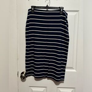 Navy and white striped skirt